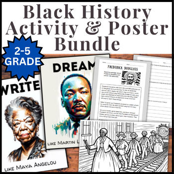 Preview of Black History Month Bundle: Posters, Reading Comprehension Passages, & Coloring