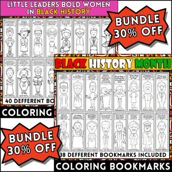 Preview of Black History Month Bundle: Quotes & Coloring Bookmarks Leaders & Bold Women
