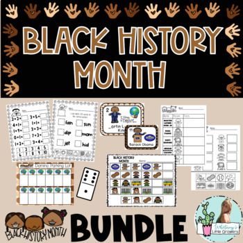 Preview of Black History Month Bundle! Reading and Math Center Activities