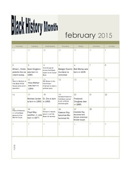 Preview of Black History Month Calendar