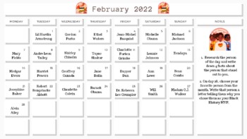 Preview of Black History Month Calendar 2022