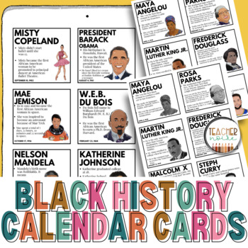 Preview of Black History Month, Calendar Pocket Chart Cards, Historical Figures