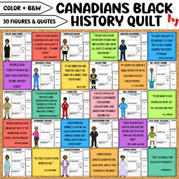 Preview of Black History Month Canada Biography Research Quilt | Bulletin Board