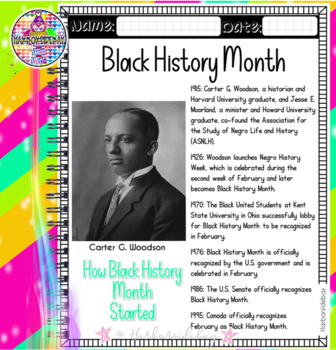 Preview of Black History Month + Carter G. Woodson  | Worksheets |