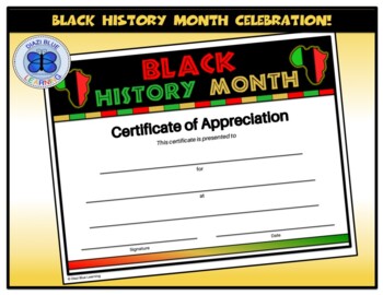 Black History Month Certificate of Appreciation I Editable TPT