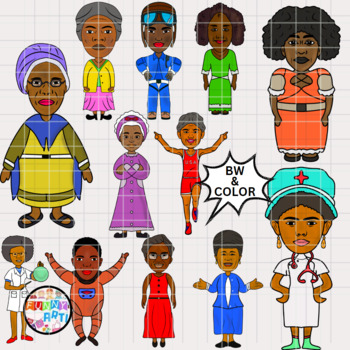 Preview of Black History Month Characters Clipart (12 Influential Black Female Leaders)