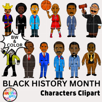 Preview of Black History Month Characters Clipart (Influential Black Male Leaders)
