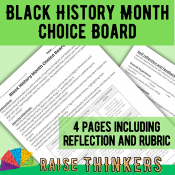 Preview of Black History Month Choice Board Middle School Science differentiated project