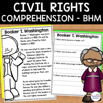 Preview of Famous Civil Rights Activists | Black History Month Reading Comprehension