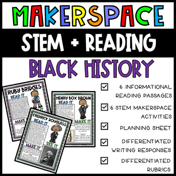 Preview of Black History Month Civil Rights STEM Makerspace Task Cards | Reading
