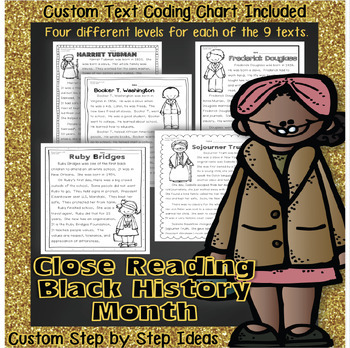 Preview of Black History Month: Close Reading Text Coding Common Core PDFs & Google Slides™