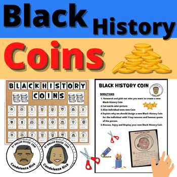 Preview of Black History Coin Activity Project Craft Research Decor Resource