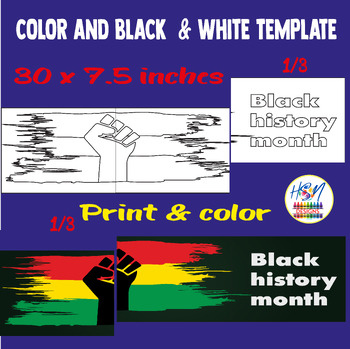 Preview of Black History Month Collaborative Banner Coloring & Puzzle Bulletin Board