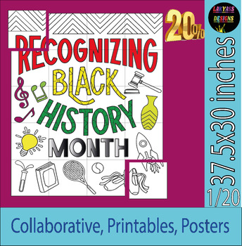Preview of Black History Month Collaborative Coloring Poster Art Activities Bulletin Board