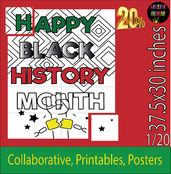 Preview of Black History Month Collaborative Coloring Poster Art Activities Bulletin Board