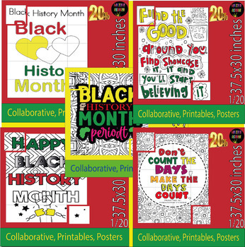Preview of Black History Collaborative Coloring Poster Art Activities Bulletin Board Bundle