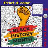 Black History Month Collaborative Coloring Poster Art Fist