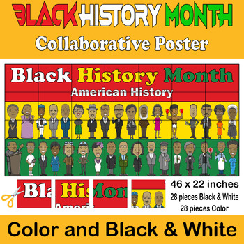 Preview of Black History Month Collaborative Coloring Poster - Celebrate Black American