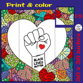 Black History Month Collaborative Coloring Poster fist Pow