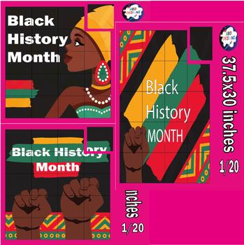 Preview of Black History Month Collaborative Coloring Posters Art Bulletin Board Bundle