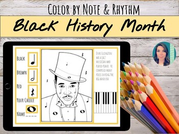 Preview of Color by Note & Color by Rhythm | Black History Month | Printable Worksheets
