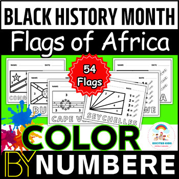 Preview of Black History Month Color by Number | Coloring Flags of African Countries