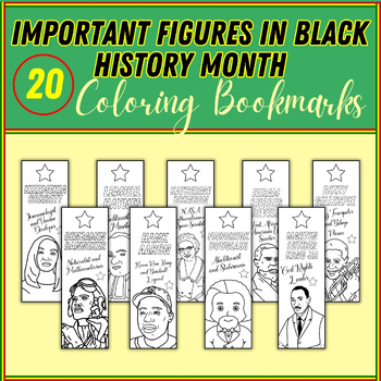 Preview of Black History Month Coloring Bookmarks | 20 African Americas February Bookmarks