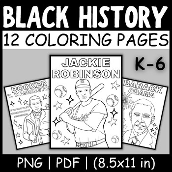 Preview of Black History Month Coloring Pages | 12 Figures Coloring Sheets, FEB Activities
