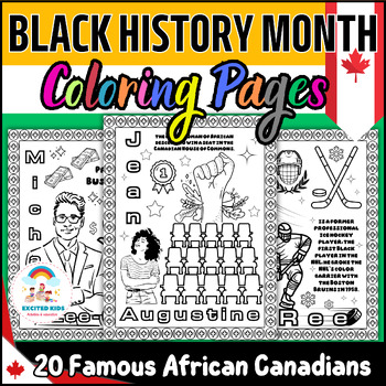 Preview of Black History Month Coloring Pages | 20 Famous African Canadians Coloring Sheets