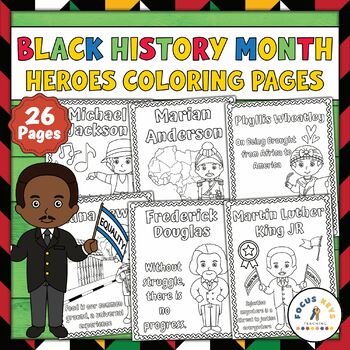 Preview of Black History Month Coloring Pages | Black History Month Heroes Coloring Sheets