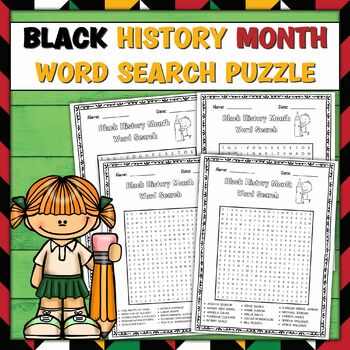 Black History Month Word Search Puzzle Activities by Focus Keys Teaching