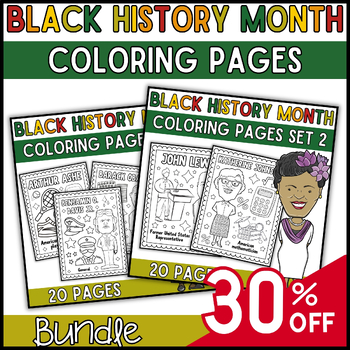 Preview of Black History Month Coloring Pages Bundle | BHM Coloring Sheets 30% OFF