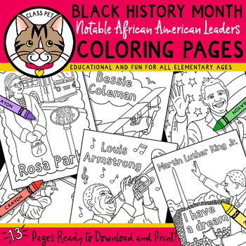 Preview of Black History Month Coloring Pages | Notable African American Coloring Pages