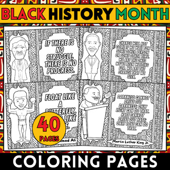Preview of Black History Month Coloring Pages & Posters | Elementary Black History Activity