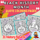 Black History Month Coloring Pages, Quote Pages, 31 Famous Face