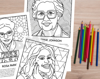 Preview of Black History Month Coloring Pages featuring Women in Herstory