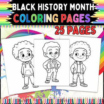 Preview of Black History Month Coloring Pages for Boys | 25 pages | prantable