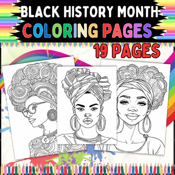 Preview of Black History Month Coloring Pages for Women | Printable | (19 Pages!)