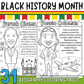 Preview of Black History Month Coloring page Posters Classroom Decor Featuring Black Heroes