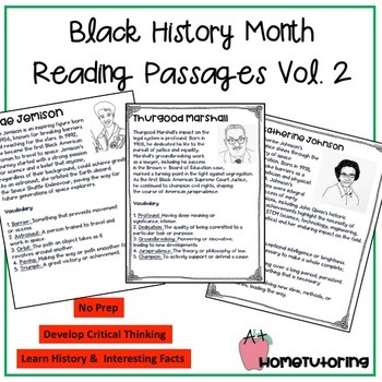 Preview of Black History Month Comprehension Passages Vol. 2