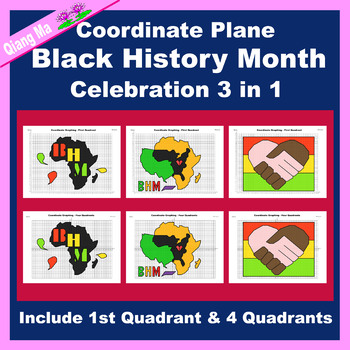 Preview of Black History Month Coordinate Plane Graphing Picture: Celebration 3 in 1