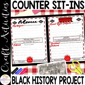 Preview of Black History Month Counter Sit In Craft | Civil Rights Freedom on the Menu