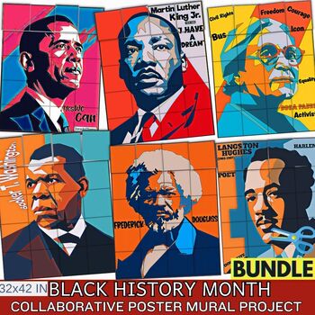 Preview of Black History Month Craft Collaborative Posters Mural Projects BUNDLE
