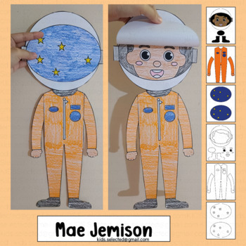 Preview of Black History Month Craft Mae Jemison Coloring Activities Board Among the Stars