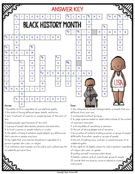 Black History Month Crossword Comprehension Puzzle By Bow Tie Guy And Wife