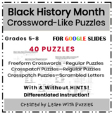 Black History Month Crossword-Like Puzzles for Google Apps