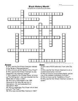 Results for black history month crossword puzzles TPT