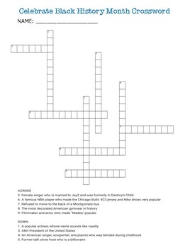 Ambitious Black History Crossword Puzzle Printable | Roy Blog