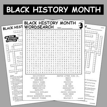 Black History Month Crossword & Word Search Combo | TPT