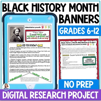 Preview of Black History Month Activities - DIGITAL Biography Banners - Research Project